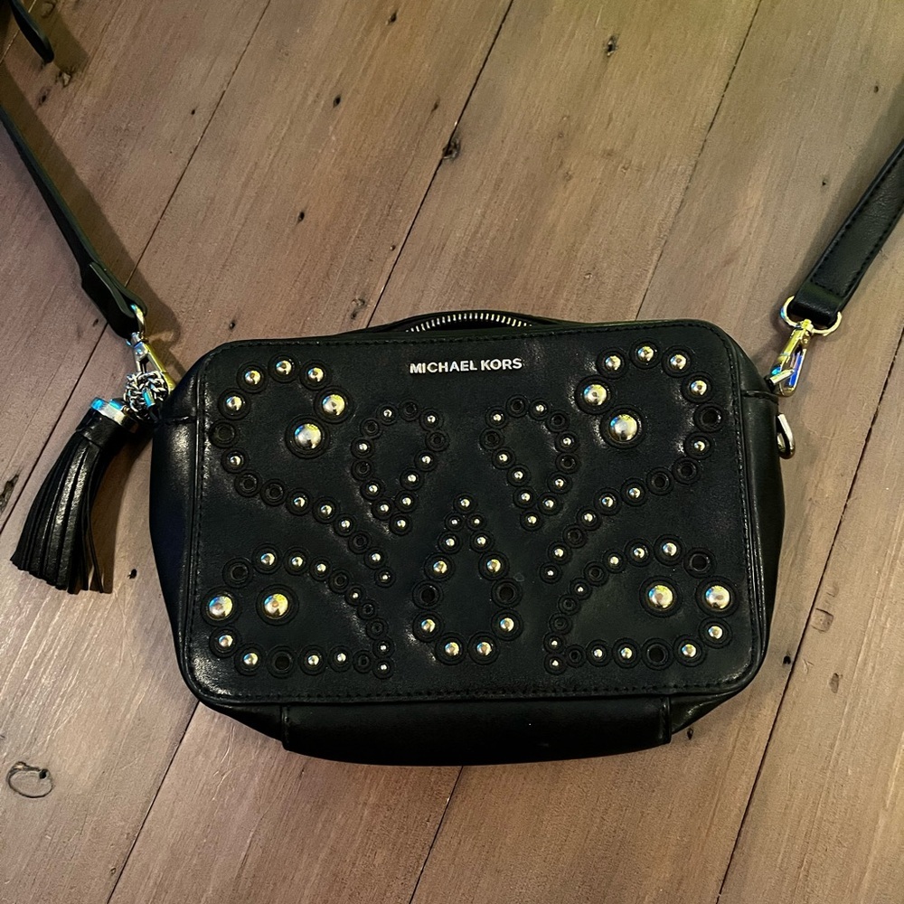 Michael Kors Black Studded Crossbody Bag - Picture 2 of 11